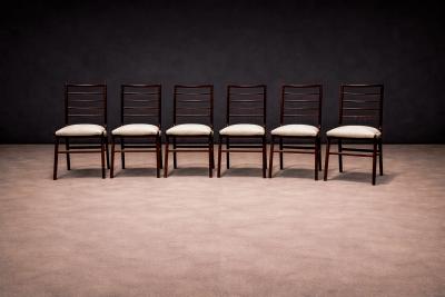 Giuseppe Scapinelli Set of Six Dining Chairs in Rosewood Fabric Giuseppe Scapinelli 1950s