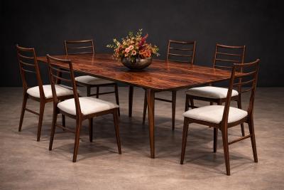 Giuseppe Scapinelli Set of Six Dining Chairs in Rosewood Fabric Giuseppe Scapinelli 1950s