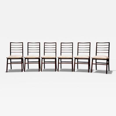 Giuseppe Scapinelli Set of Six Dining Chairs in Rosewood Fabric Giuseppe Scapinelli 1950s