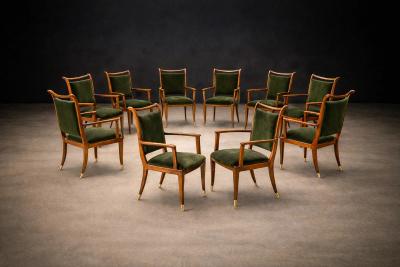 Giuseppe Scapinelli Set of Twelve Giuseppe Scapinelli Dining Armchairs in Cavi na