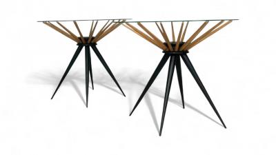 Giuseppe Scapinelli Side Tables in Two Tone Hardwood Glass Giuseppe Scapinelli 1950s Lot 768A