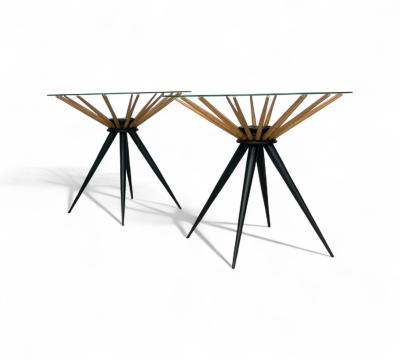 Giuseppe Scapinelli Side Tables in Two Tone Hardwood Glass Giuseppe Scapinelli 1950s Lot 768A