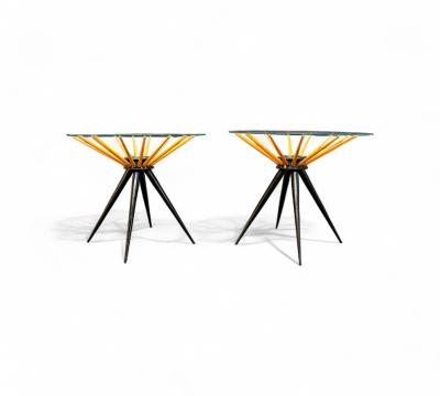 Giuseppe Scapinelli Side Tables in Two Tone Hardwood Glass Giuseppe Scapinelli 1950s Lot 768A