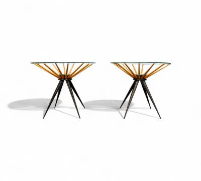 Giuseppe Scapinelli Side Tables in Two Tone Hardwood Glass Giuseppe Scapinelli 1950s Lot 768A