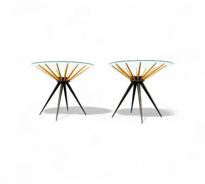 Giuseppe Scapinelli Side Tables in Two Tone Hardwood Glass Giuseppe Scapinelli 1950s Lot 768A