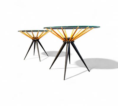 Giuseppe Scapinelli Side Tables in Two Tone Hardwood Glass Giuseppe Scapinelli 1950s Lot 768A