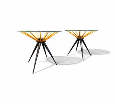 Giuseppe Scapinelli Side Tables in Two Tone Hardwood Glass Giuseppe Scapinelli 1950s Lot 768A