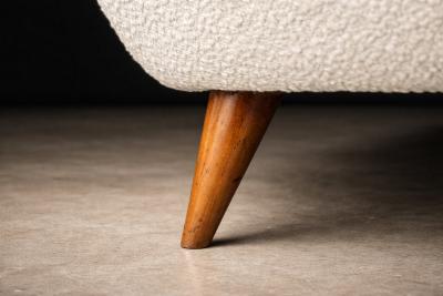 Giuseppe Scapinelli Sofa in Hardwood and Off White Boucl by Giuseppe Scapinelli Brazil 1950s