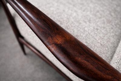 Giuseppe Scapinelli Sofa in Rosewood and Ivory Boucl by Giuseppe Scapinelli Brazil 1950s