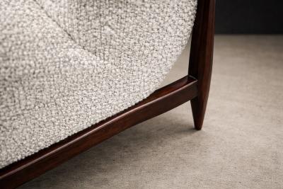 Giuseppe Scapinelli Sofa in Rosewood and Ivory Boucl by Giuseppe Scapinelli Brazil 1950s