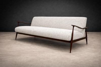 Giuseppe Scapinelli Sofa in Rosewood and Ivory Boucl by Giuseppe Scapinelli Brazil 1950s
