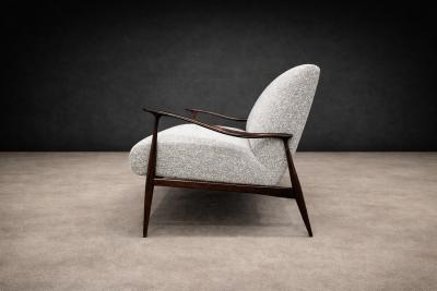 Giuseppe Scapinelli Sofa in Rosewood and Ivory Boucl by Giuseppe Scapinelli Brazil 1950s