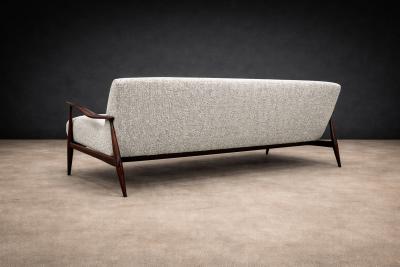 Giuseppe Scapinelli Sofa in Rosewood and Ivory Boucl by Giuseppe Scapinelli Brazil 1950s