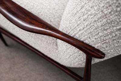 Giuseppe Scapinelli Sofa in Rosewood and Ivory Boucl by Giuseppe Scapinelli Brazil 1950s
