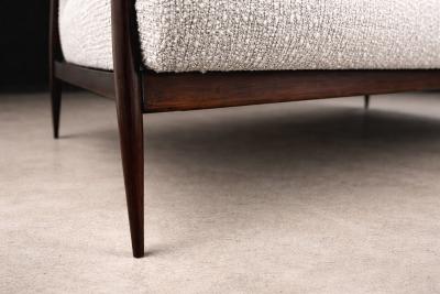 Giuseppe Scapinelli Sofa in Rosewood and Ivory Boucl by Giuseppe Scapinelli Brazil 1950s