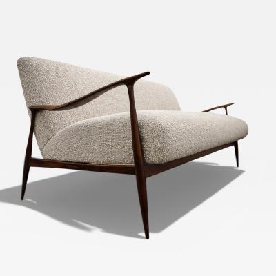Giuseppe Scapinelli Sofa in Rosewood and Ivory Boucl by Giuseppe Scapinelli Brazil 1950s