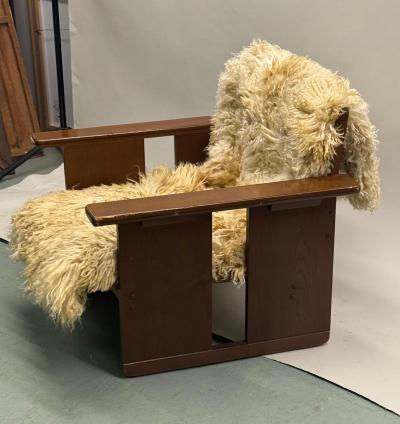 Giuseppe Terragni PAIR Italian Mid Century Rationalist Armchairs Sheepskin Coverings G Terragni