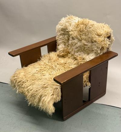 Giuseppe Terragni PAIR Italian Mid Century Rationalist Armchairs Sheepskin Coverings G Terragni