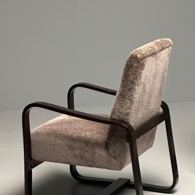 Giuseppi Pagano Art Deco Bentwood Armchairs Ottomans Italy 1940s