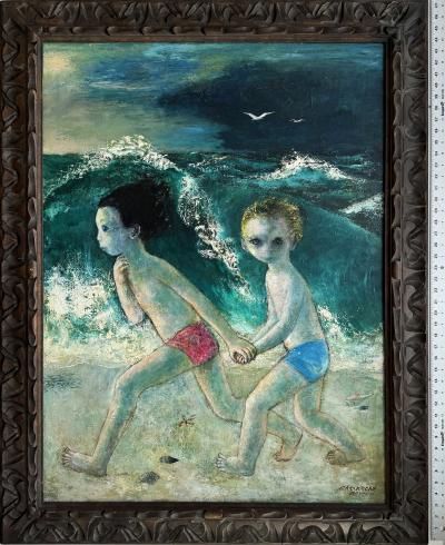 Gladys Rockmore Mrs Floyd M Davis Innocent Summer Fun Children Running at the Beach