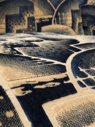 Glamorous Art Deco Sofa and Two Chairs Suite in Cotton Velvet Italy 1920s