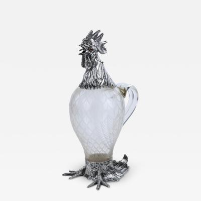Glass And Silver Rooster Form Jug Hanau J D Schleissner Sohne 