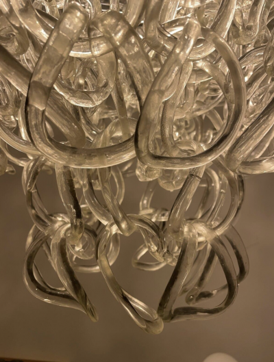 Glass Chandelier by Angelo Mangiarotti for Vistosi Italy 1970s