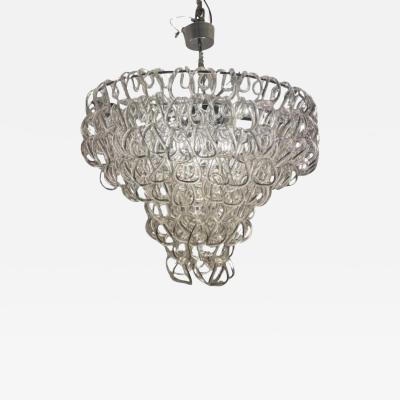 Glass Chandelier by Angelo Mangiarotti for Vistosi Italy 1970s