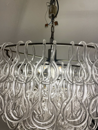 Glass Chandelier by Angelo Mangiarotti for Vistosi Italy 1970s