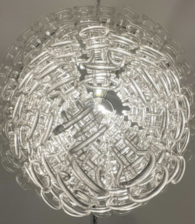 Glass Chandelier by Angelo Mangiarotti for Vistosi Italy 1970s