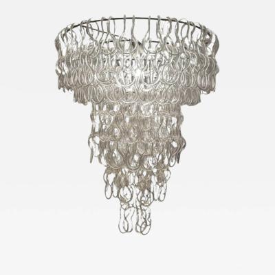 Glass Chandelier by Angelo Mangiarotti for Vistosi Italy 1970s