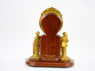 Glass Dome Bronze Porcelain Face Ansonian Crystal Palace Mantel Clock