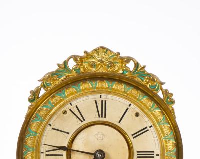 Glass Dome Bronze Wood Base Porcelain Face Mantel Clock
