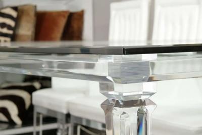 Glass Top Dining Table with Banded Lucite Legs