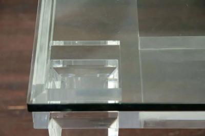 Glass Top Dining Table with Banded Lucite Legs