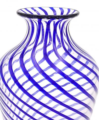 Glass Vase with Blue Swirls signed and dated T M 2000 