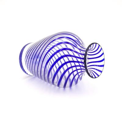 Glass Vase with Blue Swirls signed and dated T M 2000 