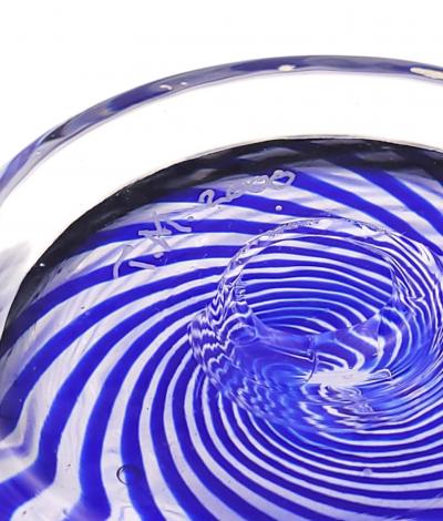 Glass Vase with Blue Swirls signed and dated T M 2000 