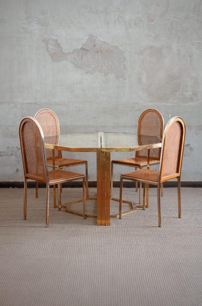 Glass and Brass Dining Set 1970s