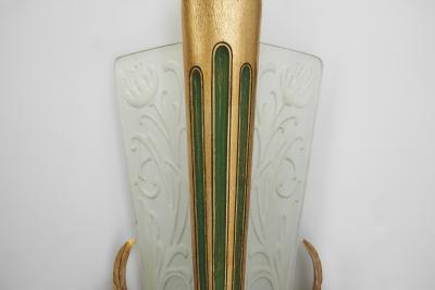 Glass and Gilt Wood Wall Lights by Broman Europe Early 20th Century