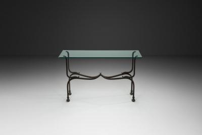 Glass and Iron Savonarola Side Table Italy 1960s