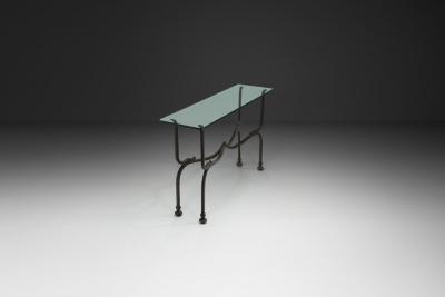 Glass and Iron Savonarola Side Table Italy 1960s