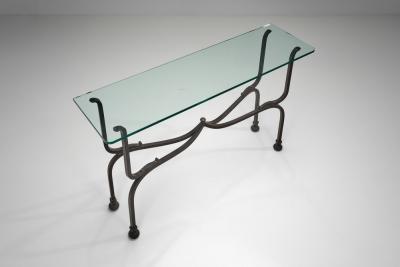 Glass and Iron Savonarola Side Table Italy 1960s