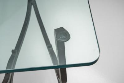 Glass and Iron Savonarola Side Table Italy 1960s