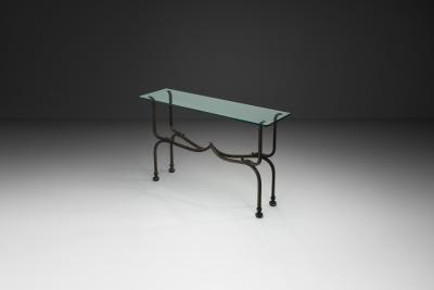 Glass and Iron Savonarola Side Table Italy 1960s