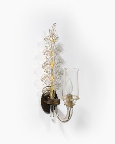 Glass and Metal Sconces by Seguso Verti DArte Italy c 1948