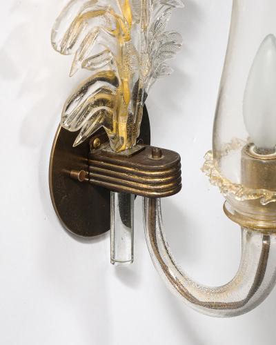 Glass and Metal Sconces by Seguso Verti DArte Italy c 1948