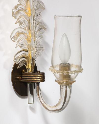 Glass and Metal Sconces by Seguso Verti DArte Italy c 1948