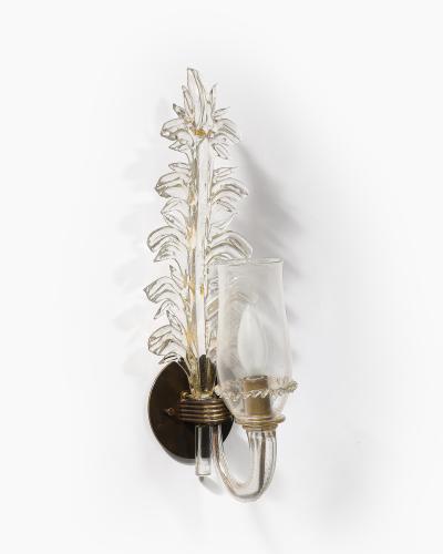 Glass and Metal Sconces by Seguso Verti DArte Italy c 1948