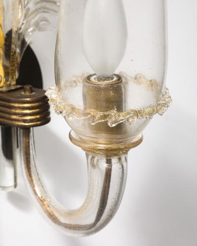 Glass and Metal Sconces by Seguso Verti DArte Italy c 1948
